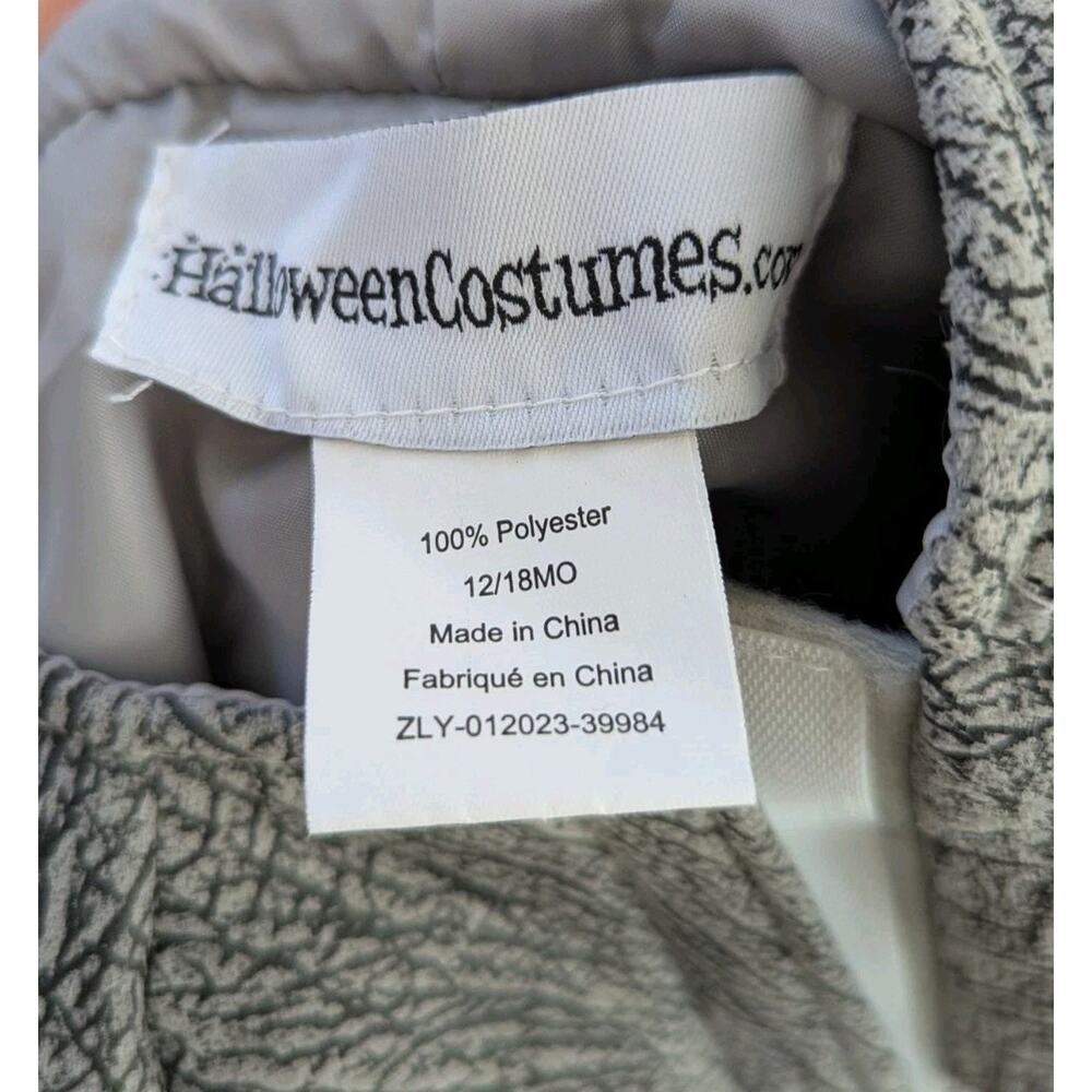 Infant Rhinoceros Halloween Costume Size 12-18 Months 1 Year Gray Full Outfit - Picture 5 of 5